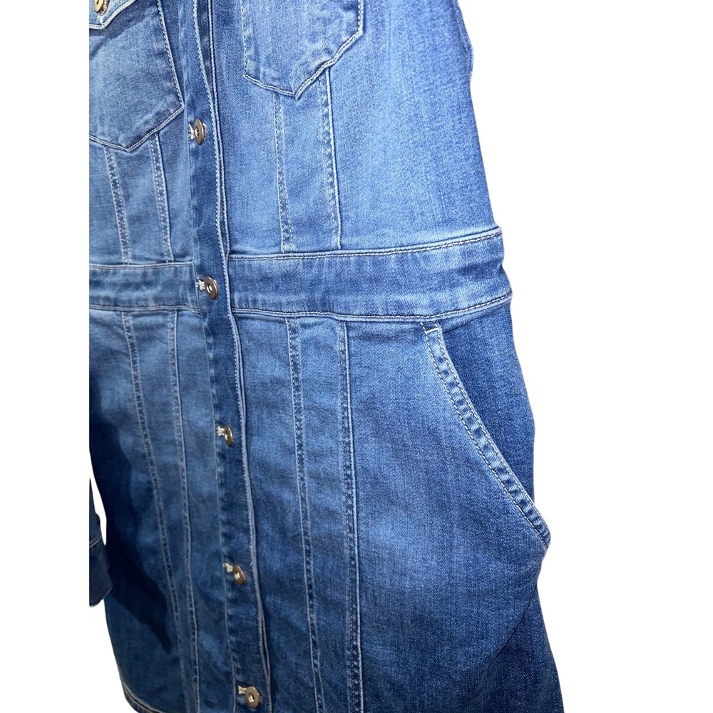 J.Jill Denim Duster Jean Dress Long Sleeve Medium Wash Blue Womens Small - Picture 8 of 8